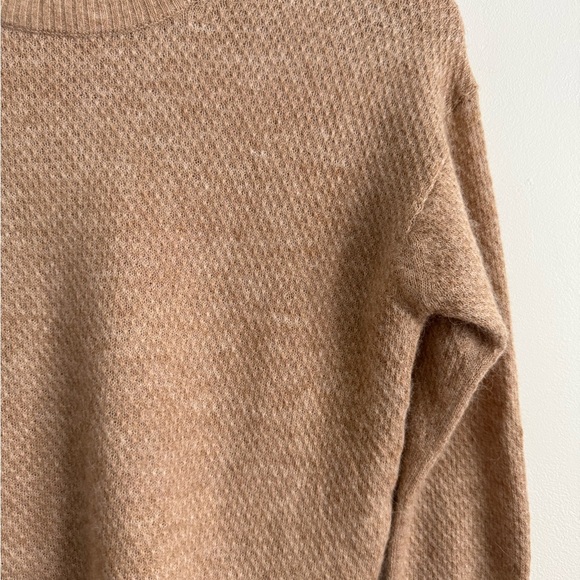Quince Textured Knit Sweater Wool Alpaca Blend Camel Crewneck Size Small - Picture 3 of 6